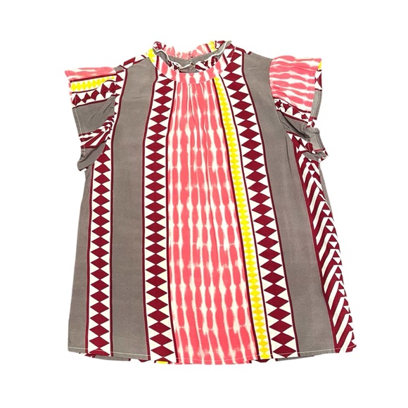 THML Boho Geometric Flutter Sleeve Top Size S - Picture 7 of 11